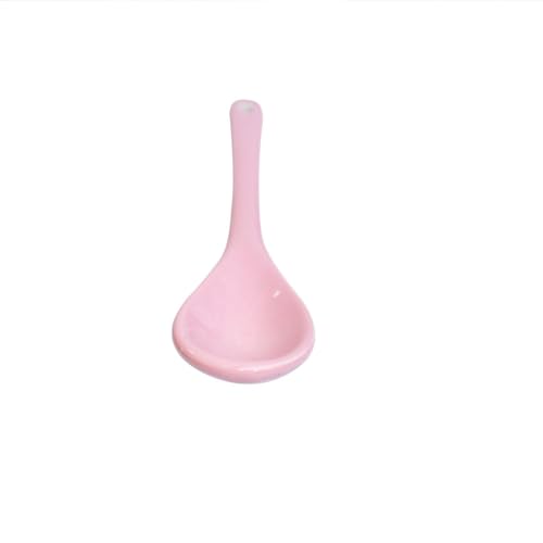 6 pcs Porcelain Egg Spoons Tea Spoon Ceramic Spoons 4.7 inch Coffee Dessert Yogurt Tea Milky Pink - style: Pink