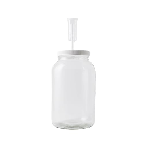 FastRack 1 Gallon Mason Jar Wide Mouth & Twin Bubble Airlock for Fermentation, Pickling, Brewing & Dry Storage – BPA-Free One Gallon Glass Jar with Lid