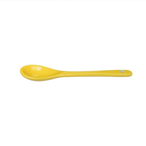 6 pcs Porcelain Egg Spoons Tea Spoon Ceramic Spoons 4.7 inch Coffee Dessert Yogurt Tea Milky Yellow - style: Yellow