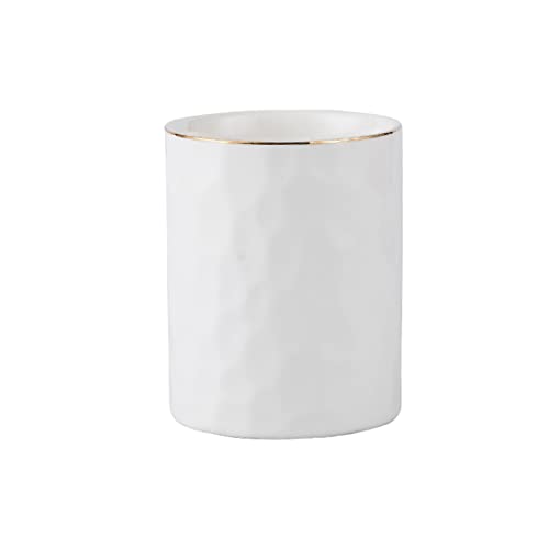 Ceramic Pen Holder Stand Cup Pencil Holder Organizer Makeup Brush Holders for Home Office Desk (White) - color: White