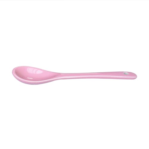 6 pcs Porcelain Egg Spoons Tea Spoon Ceramic Spoons 4.7 inch Coffee Dessert Yogurt Tea Milky Pink - style: Pink