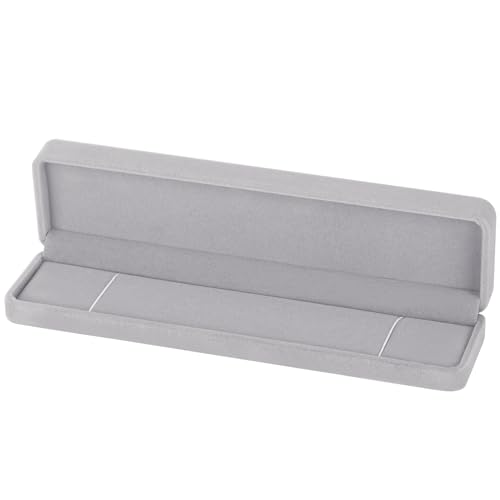 LETURE 2 Pieces Long Velvet Chain Necklace Gift Box Set, Bracelet Storage Case, Jewellry Display Box for Wedding, Engagement,Proposal, Birthday and Anniversary (Grey-2pcs) - color: Grey