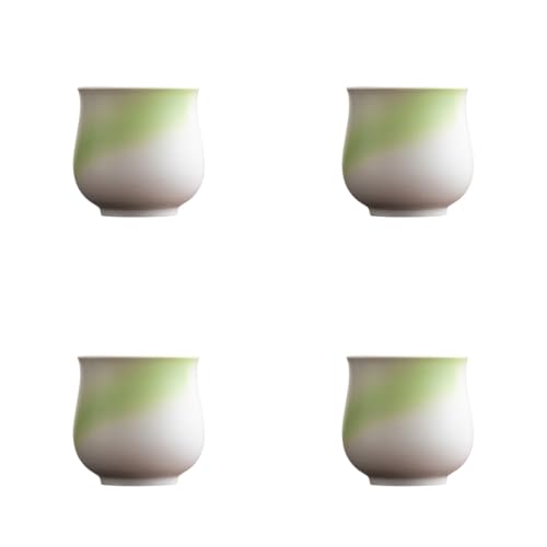 4-Oz Ceramic Espresso Cups Set - Multi-Color, Handle-Free Design for Home & Cafe | Dishwasher-Safe Stoneware Cups (Kiln turning green, 4) - color: Kiln turning green, size: 4