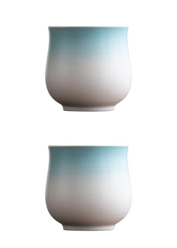 4-Oz Ceramic Espresso Cups Set - Multi-Color, Handle-Free Design for Home & Cafe | Dishwasher-Safe Stoneware Cups (Gradient Blue, 2) - color: Gradient Blue, size: 2