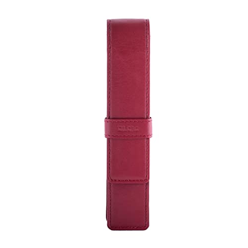 DiLoro Leather Single Pen Case Pencil Pouch Holder for One Fountain Ballpoint Rollerball Pen and Pencil (Red) - color: Red