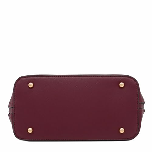 FashionPuzzle Zip-Around Saffiano Classic Dome Satchel - color: Wine