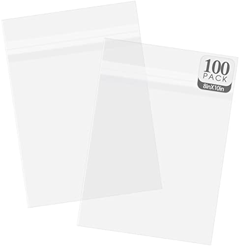 Golden State Art 8x10 Inch Crystal Sealed Clear Plastic Sleeves,100 Pack - size: 8-1/4 x 10-1/8