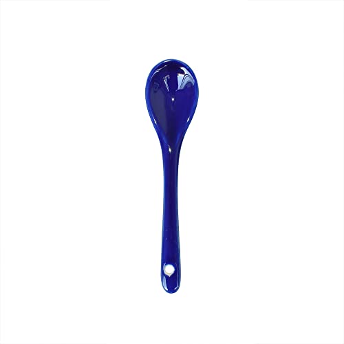 6 pcs Porcelain Egg Spoons Tea Spoon Ceramic Spoons 4.7 inch Coffee Dessert Yogurt Tea Milky Dark blue - style: Dark Blue