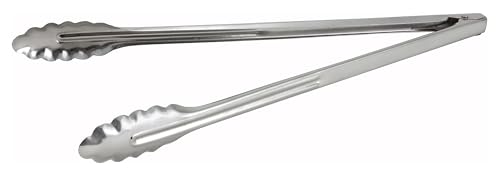 Winco Coiled Spring Medium Weight Stainless Steel Utility Tong, 16-Inch - size: 16-Inch, style: Standard