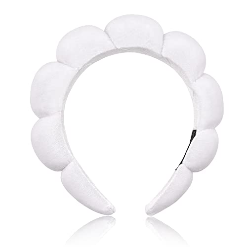 Ayesha Spa Headband for Washing Face Makeup Skincare Soft Sponge Hair band - color: White