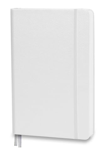 Minimalism Art, Premium Hard Cover Notebook Journal, Classic 5" x 8.3", 122 Numbered Pages, Gusseted Pocket, Ribbon Bookmark, Extra Thick Ink-Proof Paper 120gsm, San Francisco (Plain, White) - color: White, style: Minimalist