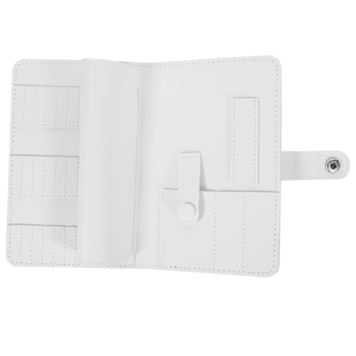 NOLITOY Nail Drill Bit Holder Bag Foldable Nail Organizer Bag with Compartments for Manicure Tools Cuticle Clippers and Pushers Portable Tool Storage for Salon and Home Use 6.69 X 4.33 X 0.98 in - color: White