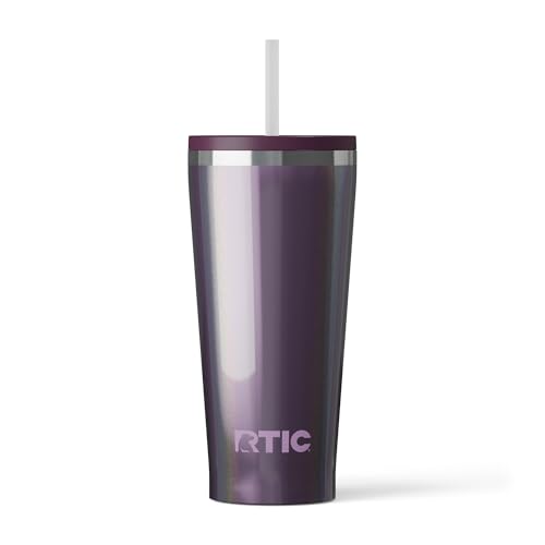RTIC 20oz Everyday Tumbler, Insulated, Ceramic Lined, Plum Glitter - color: Plum Glitter, size: 20 Ounces