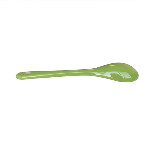 6 pcs Porcelain Egg Spoons Tea Spoon Ceramic Spoons 4.7 inch Coffee Dessert Yogurt Tea Milky Green - style: Green