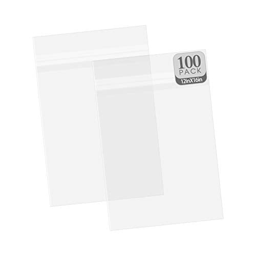 Golden State Art 12x16 Inch Crystal Sealed Clear Plastic Sleeves,100 Pack - size: 12 2/5 x 16 1/2
