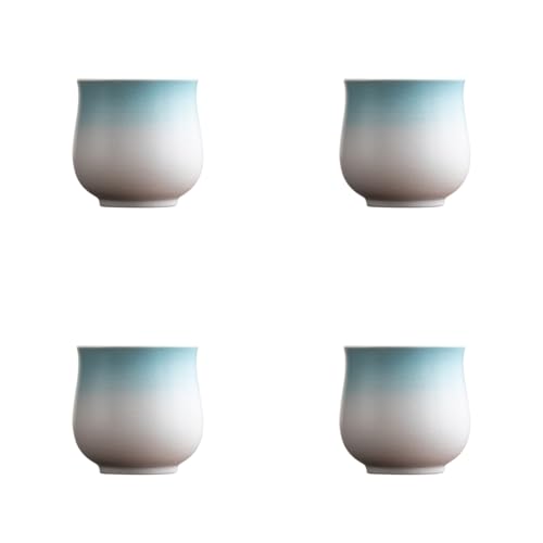 4-Oz Ceramic Espresso Cups Set - Multi-Color, Handle-Free Design for Home & Cafe | Dishwasher-Safe Stoneware Cups (Gradient Blue, 4) - color: Gradient Blue, size: 4