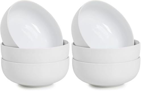 WishDeco Large Soup Bowls Set of 3, Ceramic Salad Bowls 37 oz, White Pasta Bowls 7 inch, Serving Bowl for Cereal, Noodle Ramen, Pho, Fruit (Pack of 2) - size: 37 oz (Pack of 2)