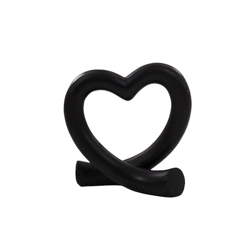 Lescafita Black Heart Decor Sculpture, Love Statue Minimalist Home Decor Accent for Living Room Bedroom Office Desk Shelf Coffee Table, Unique Romantic Gift - color: Black