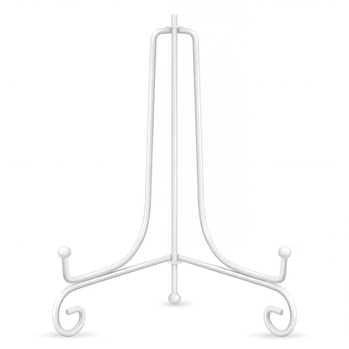 Artliving 2 Pack 8" Iron Plate Stand - White Easel Display Photo Holder for Picture Frames, Cookbooks, Decorative Plates, Tablets and Art - size: 8 inch(2 pack)
