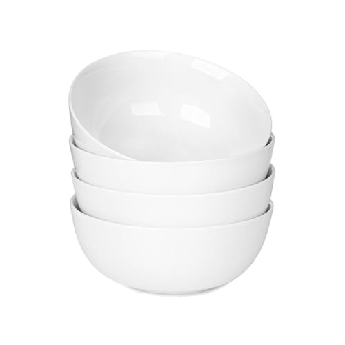 WishDeco Cereal Bowls Set of 4, White Soup Bowls 20 oz / 6 inch - size: 20 oz