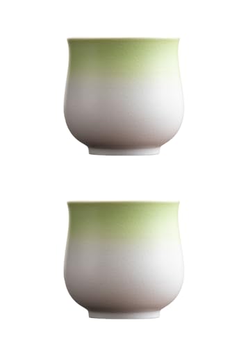 4-Oz Ceramic Espresso Cups Set - Multi-Color, Handle-Free Design for Home & Cafe | Dishwasher-Safe Stoneware Cups (Gradient Green, 2) - color: Gradient Green, size: 2