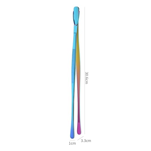 12 Inch Metal Chef Tweezers For Cooking, Rainbow Stainless Steel Cooking Tongs Set Of 2, Colorful Pickle Grabber, Long Pasta Tongs - color: Rainbow