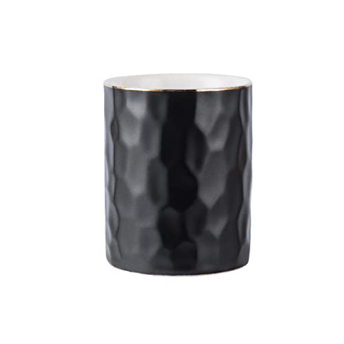 Ceramic Pen Holder Stand Cup Pencil Holder Organizer Makeup Brush Holders for Home Office Desk (Black) - color: Black