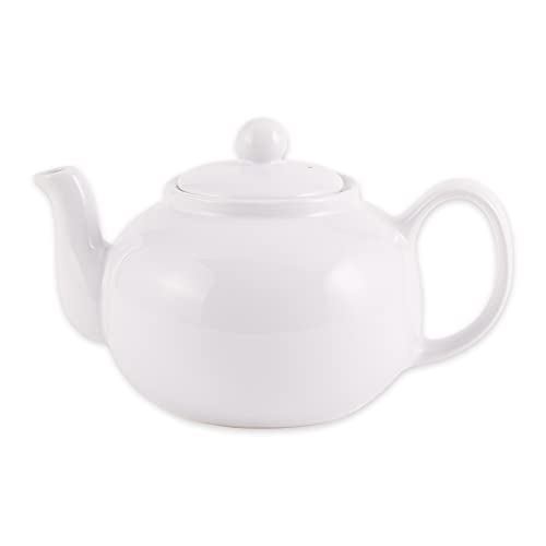 RSVP International Stoneware Teapot Collection, Microwave and Dishwasher Safe, 42 oz, White - color: White, size: 42 oz