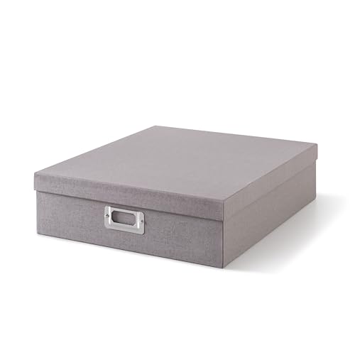 Soul & Lane - Gray Photo Scrapbook Storage Box with Lid, 14.8x13x3.7 In - color: Gray