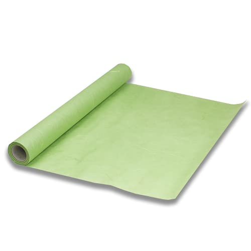 Korean Traditional Mulberry Paper, Colored Hanji Paper Roll, Natural Fiber Texture, Unyong (Light Green, 10.4" x 787.4") - color: Light green, size: 10.4" x 787.4"