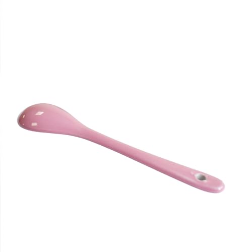 Pink 6 pcs Porcelain Egg Spoons Ceramic Spoons 4.7 inch Coffee Dessert Yogurt Tea Milky Tea - style: Pink