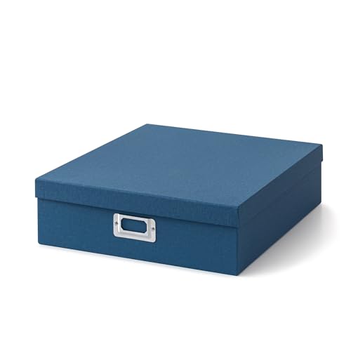 Soul & Lane - Blue Scrapbook Photo Storage Box with Lid, 14.8x13x3.7 In - color: Blue