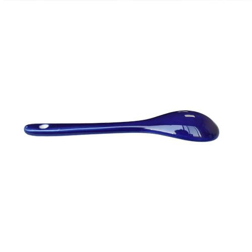 6 pcs Porcelain Egg Spoons Tea Spoon Ceramic Spoons 4.7 inch Coffee Dessert Yogurt Tea Milky Dark blue - style: Dark Blue