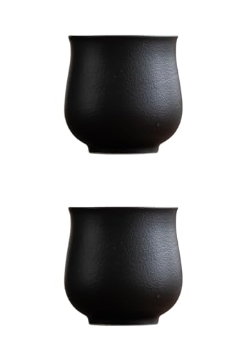 4-Oz Ceramic Espresso Cups Set - Multi-Color, Handle-Free Design for Home & Cafe | Dishwasher-Safe Stoneware Cups (black,2) - color: Black, size: 2