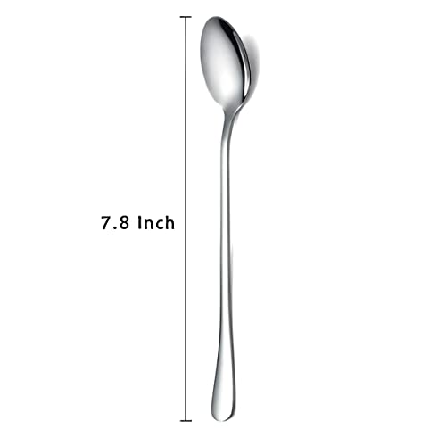 Premium Stainless Steel Ice Cream and Cocktail Spoons - Set of 8 (Silver) - color: 1. Silver-8 Piece