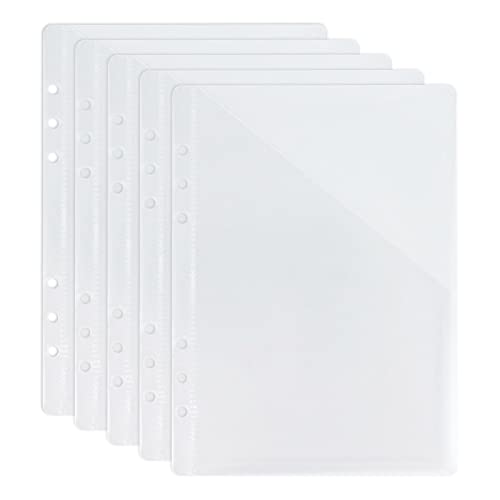 Koqye A5 6‑Hole Binder Pockets, Clear Plastic Loose‑Leaf Binder Folders