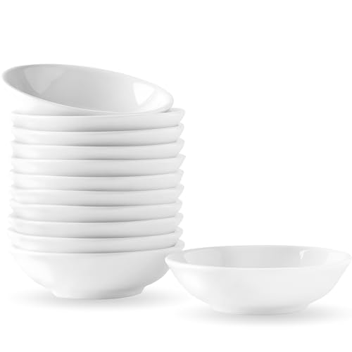 UIBFCWN 12 Pack Ceramic Dipping Bowls, 3 Inch Dipping Sauce Bowls/Dishes, 1.2 oz Soy Sauce Dish, Asian Dipping Dishes for Ketchup, BBQ, Side Dish, Sushi, Condiments, Appetizer - color: White, size: 12 Pack