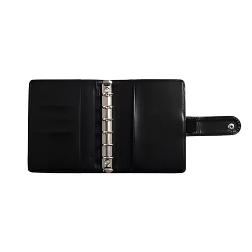 A7 Crocodile Budget Binder Cover - Mini Binder Wallet for Cash Saving, 6-Ring Planner Cover with Hidden Snap Buckle, Black - color: Black, size: A7