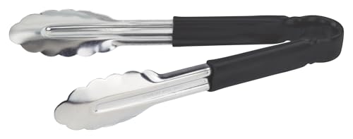 Winco 9" Black Plastic Serving Tongs