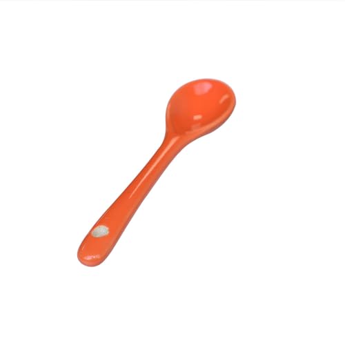 6 pcs Porcelain Egg Spoons Tea Spoon Ceramic Spoons 4.7 inch Coffee Dessert Yogurt Tea Milky Orange - style: Orange