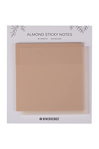 DiverseBee 50 Sheets Pastel Transparent Sticky Notes, 3x3” Clear Sticky Tabs, Translucent Page Flags Book Markers Stickers, Planner Accessories, Bible Journaling Study Office School Supplies (Almond) - color: Almond
