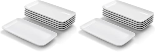 WishDeco Small Rectangle Plates Set of 6, White Serving Platters 9 inch, Ceramic Sushi Plates, Serving Plate for Appetizer, Dessert, Party, Microwave Safe (Pack of 2) - size: 9 inch (Pack of 2)