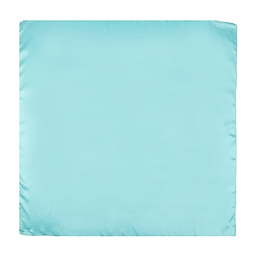 AWAYTR 2-Pack 35" Silk-Like Satin Head Scarves for Women, Square Bandanas - color: Blue/Pale Blue