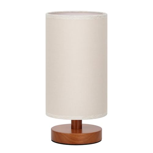 Fenmzee Small Table Lamps (Beige Shade - Walnut Base, 9" Inline Control) - color: Beige Shade - Walnut Base