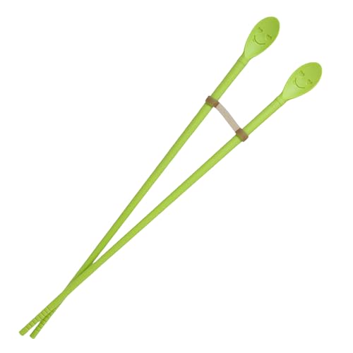 Silicone Cooking Chopsticks with Spoon, 12-Inch, Green, Made in Korea - color: Green