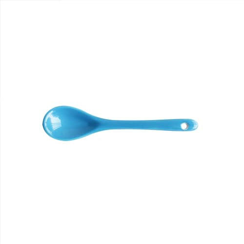6 pcs Porcelain Egg Spoons Tea Spoon Ceramic Spoons 4.7 inch Coffee Dessert Yogurt Tea Milky Light Blue - style: Light Blue