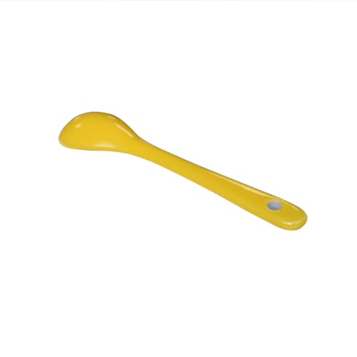 6 pcs Porcelain Egg Spoons Tea Spoon Ceramic Spoons 4.7 inch Coffee Dessert Yogurt Tea Milky Yellow - style: Yellow