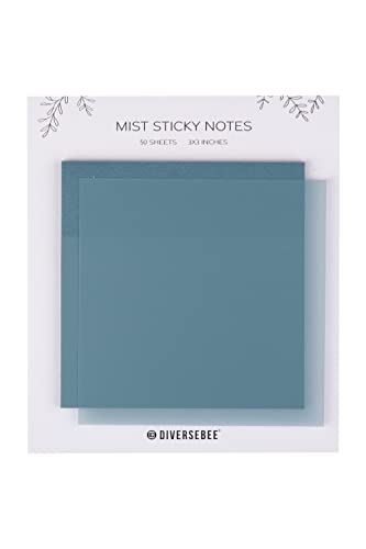 DiverseBee 50 Sheets Pastel Transparent Sticky Notes, 3x3” Clear Sticky Tabs, Translucent Page Flags Book Markers Stickers, Planner Accessories, Bible Journaling Study Office School Supplies (Mist) - color: Mist