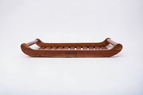 Vesta Homes Extra Large Teak Wood Rectangular Serving Tray for Home/Kitchen/Restaurant/Office Organizer/Dining Table|Premium Wooden Trays|45.5X30.5X5.7 Cm|Handmade in India - size: Extra Large