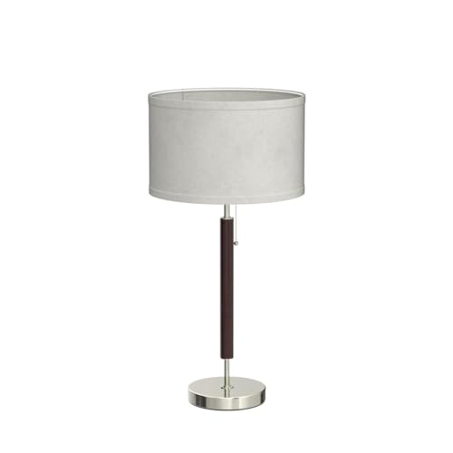 Brightech Carter LED Bedside Lamp - Compact Table & Desk Reading Lamp for Bedroom, Living Room, Office - Modern Nightstand & Side Lamp with Soft Ambient Light - Stainless Steel & Wood Finish